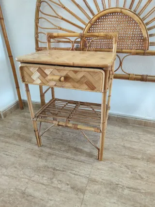 Conjunto Cabecero y Mesita Bambú y Ratán