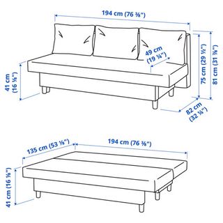 Sofá Cama ÄLVDALEN 3 Plazas Tela Gris