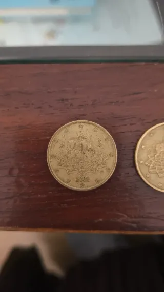 2 Monedas 50 Céntimos Italia 2002