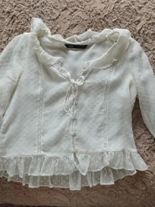 Camisa Zara Blanca Volantes