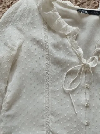 Camisa Zara Blanca Volantes