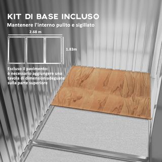 Caseta De Jardín 4.9 M² Con Fundación, 4 Salidas De Aire Y 2 Puertas Correderas, Cobertizo Para Herramientas De Chapa De Acero, 277X195X192 Cm, Marrón Claro