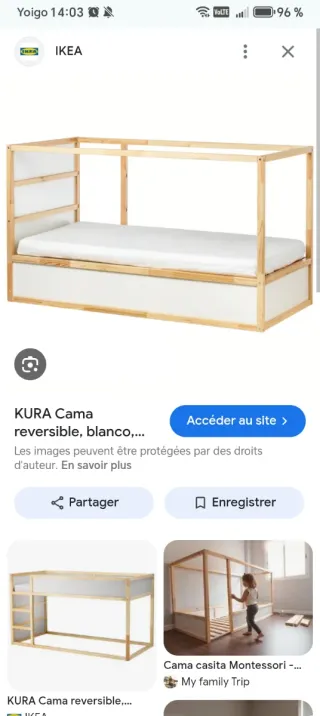 Litera IKEA Kura con 2 colchones y 2 somieres