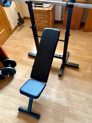 Pack Musculación: Banco Plegable, Barra, Pesas