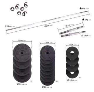 Pack Musculación: Banco Plegable, Barra, Pesas