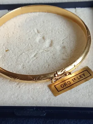 Pulsera 18k Oro 1ª Ley Grabada Media Caña años 50