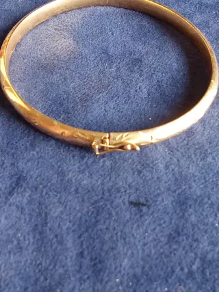 Pulsera 18k Oro 1ª Ley Grabada Media Caña años 50
