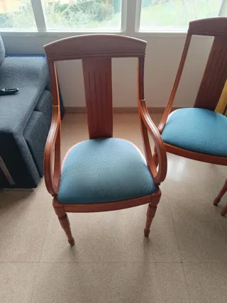 Sillas Comedor Madera Tapizadas Azul