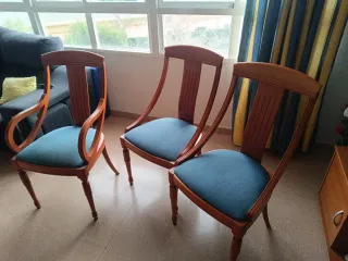 Sillas Comedor Madera Tapizadas Azul