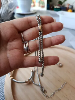 Juego Collar, Pulsera y Pendientes Acero