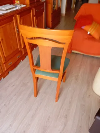 6 Sillas de Comedor Madera y Tela