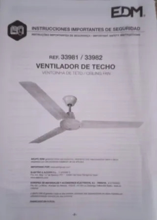 Ventilador de techo blanco con regulador