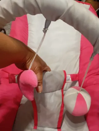 Hamaca bebé First Step rosa y gris