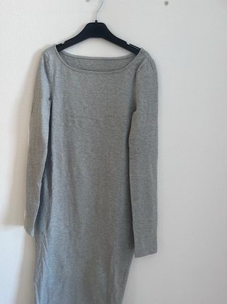 Vestido largo gris manga larga