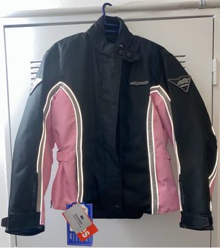 Chaqueta Moto Mujer Negra y Rosa