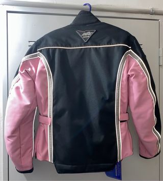Chaqueta Moto Mujer Negra y Rosa