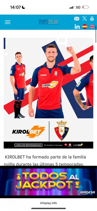 Camiseta Osasuna Hummel Talla L