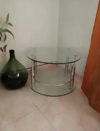 Mesa de centro cristal y metal