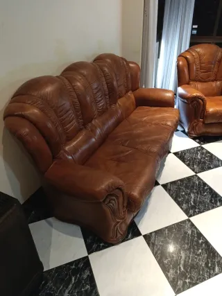 Sofás de piel marrón