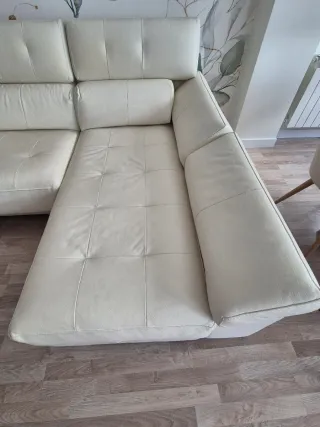 Sofá Chaiselongue Piel Blanco