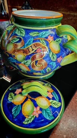 Vaso Ceramica Decorato Fiori e Frutta