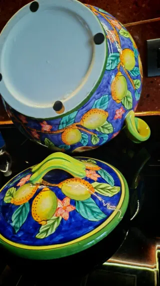 Vaso Ceramica Decorato Fiori e Frutta