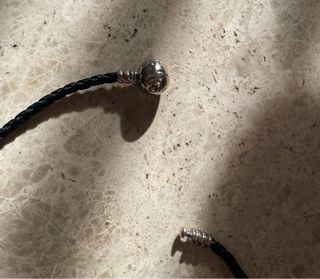 Pulsera Pandora Cuero Trenzado Plata