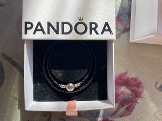 Pulsera Pandora Cuero Trenzado Plata