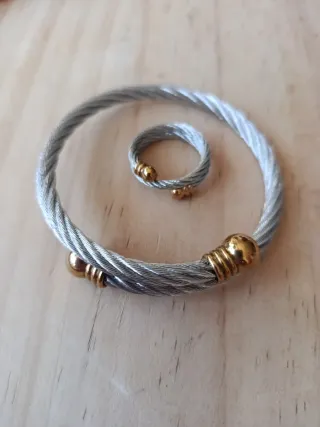 Conjunto Pulsera y Anillo Acero Inoxidable