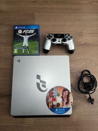 PS4 Slim Plata + Juegos y Mando