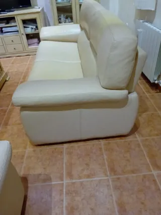 Sofá 3 y 2 plazas piel beige
