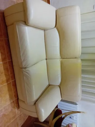 Sofá 3 y 2 plazas piel beige