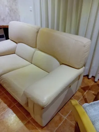 Sofá 3 y 2 plazas piel beige