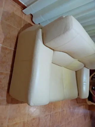 Sofá 3 y 2 plazas piel beige