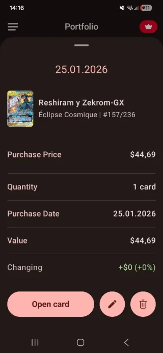 Carta Pokémon Reshiram y Zekrom GX TAG TEAM