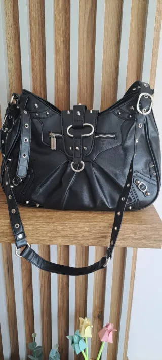 Bolso Negro Hombro Tachuelas