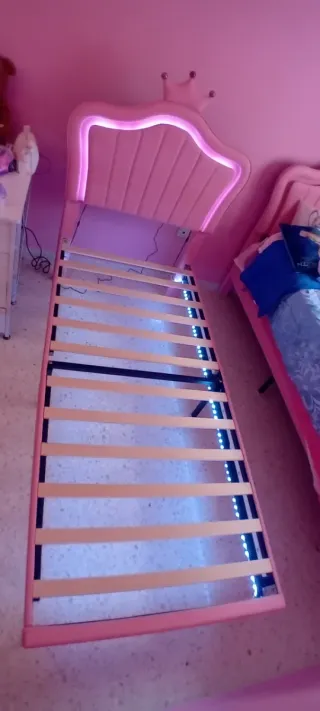 Cama infantil rosa princesa 90x200