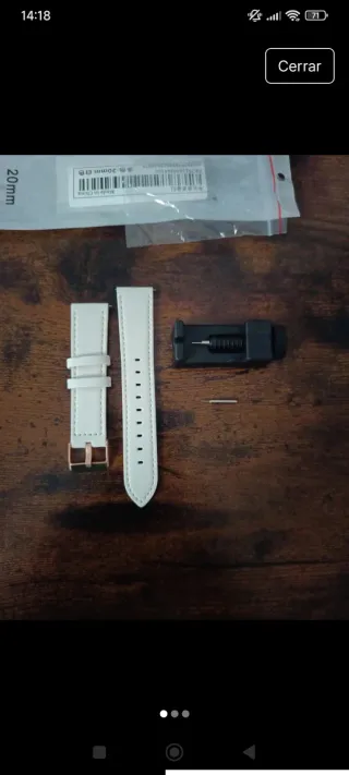 Correa de reloj 20mm blanca y dorada