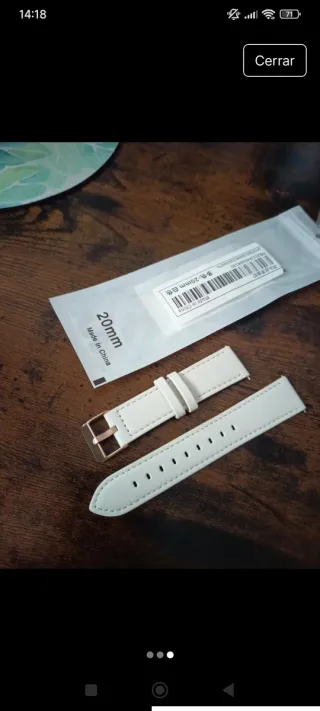 Correa de reloj 20mm blanca y dorada