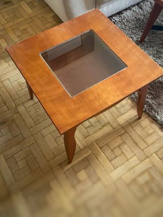 Mesa de centro madera con cristal elevable