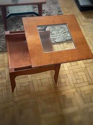 Mesa de centro madera con cristal elevable