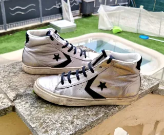 Converse Argento Mid Top Taglia 39 Pelle