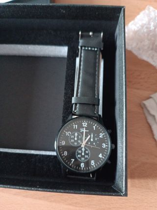 Cartera y Reloj Negro Hombre