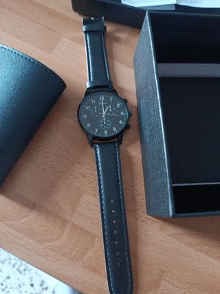 Cartera y Reloj Negro Hombre