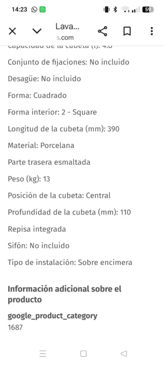 Lavabo de sobre encimera