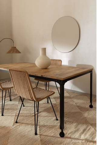 Mesa Comedor Rectangular Madera y Ruedas