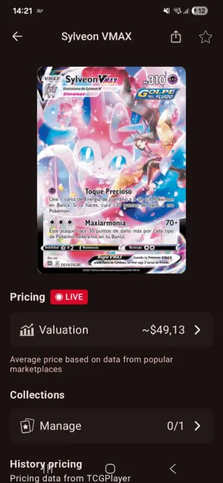 Carta Pokémon Sylveon VMAX TG15/TG30