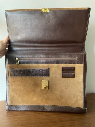 Maletín Loewe Ante y Piel Marrón