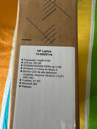 Portátil HP 15.6” FHD, intel N100, 4GB, 128GB, W11