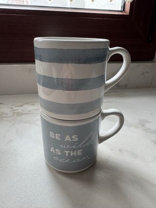 Lote 2 tazas azules y blancas